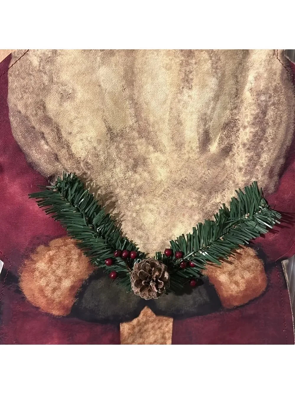 Old World Santa Vintage Christmas Coated Fabric Door Panel or Wall Hanger
